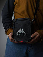 Чорна сумка чоловіча спортивна барсетка через плече Каппа Kappa
