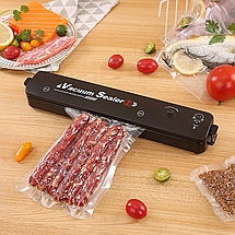 Домашній вакуумний пакувальник продуктів Vacuum Sealer і 10 шт пакетів, чорний, фото 3