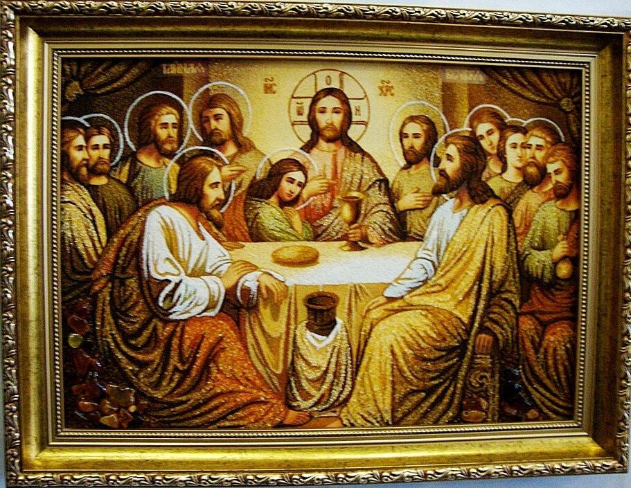 Ікона з бурштину Таємна Вечеря і-127 складана 30*40