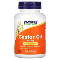 Травы Now Foods Касторовое масло, 650 мг, Castor Oil, 120 гелевых капсул (NOW-01723)