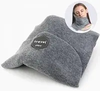 Подушка для шиї Travel Pillow Сіра дорожня для сну в машину поїзд літак