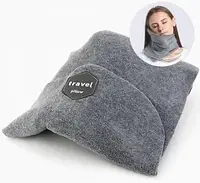 Подушка для шеи Travel Pillow Серая дорожная для сна в машину поезд самолет