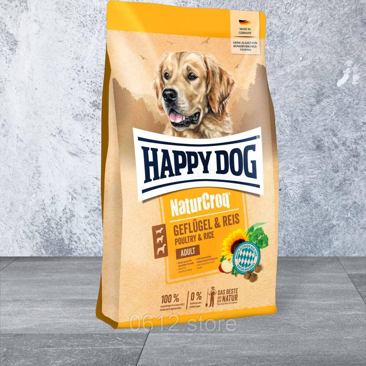 Happy Dog Naturcroq Geflugell Pur&Reis cухий корм для собак з чутливим травленням, 4 кг, фото 1