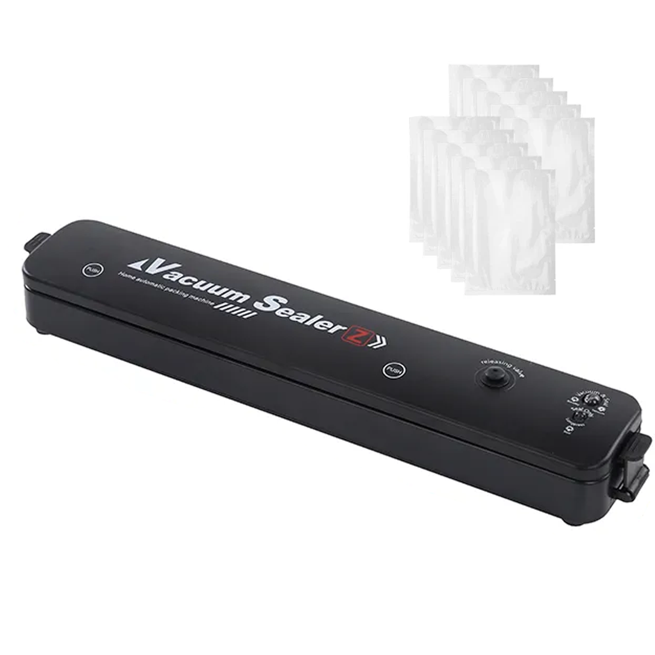 Домашній вакуумний пакувальник продуктів Vacuum Sealer і 10 шт пакетів, чорний