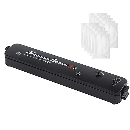 Домашній вакуумний пакувальник продуктів Vacuum Sealer і 10 шт пакетів, чорний, фото 1