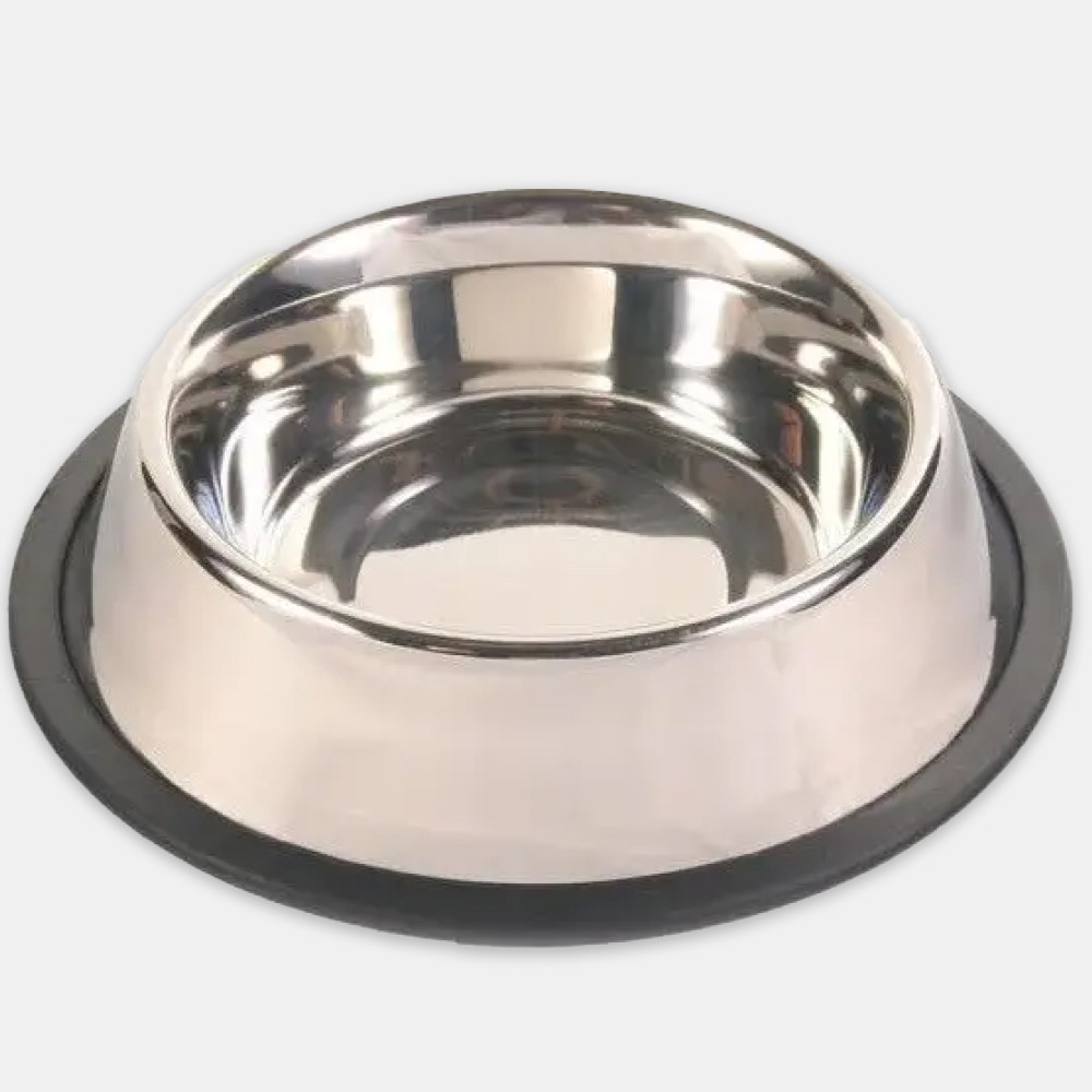 Миска для собаки з нержавіючої сталі, з гумовим обідком, 30x7см, фото 1