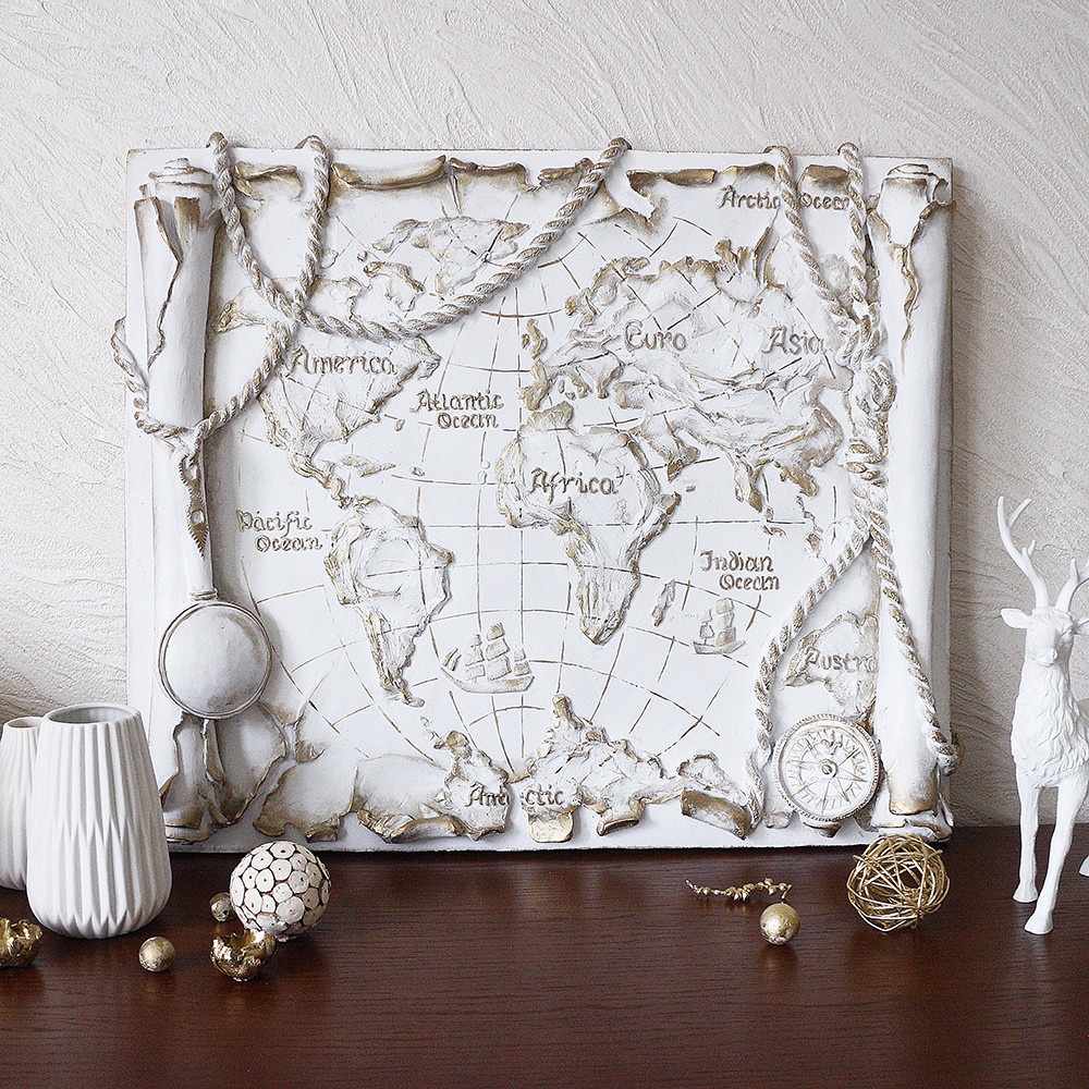 Барельєф Стародавня карта світу КР 913 золото, фото 1