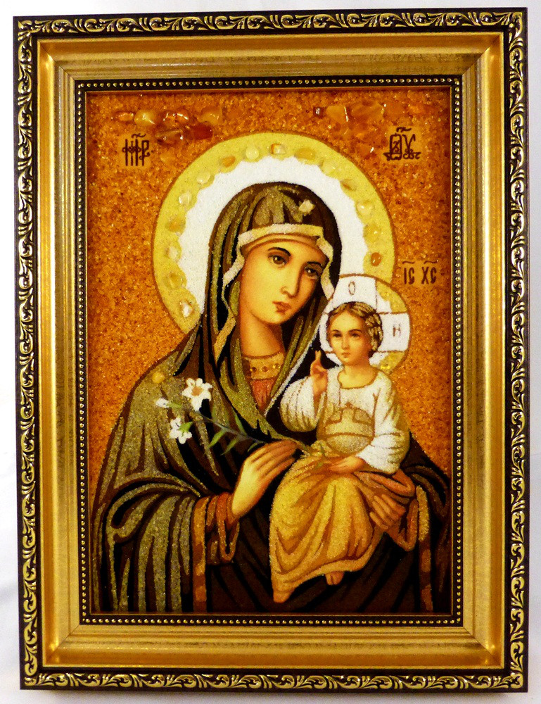 Ікона з бурштину Нев'янучий Колір і-62 Ікона Божої Матері 15*20