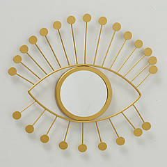 Настінне дзеркало у формі ока метал золото w33см 2011165