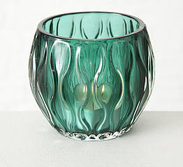 Свічник Еліза зелене лаковане скло h9см d10см 7058300