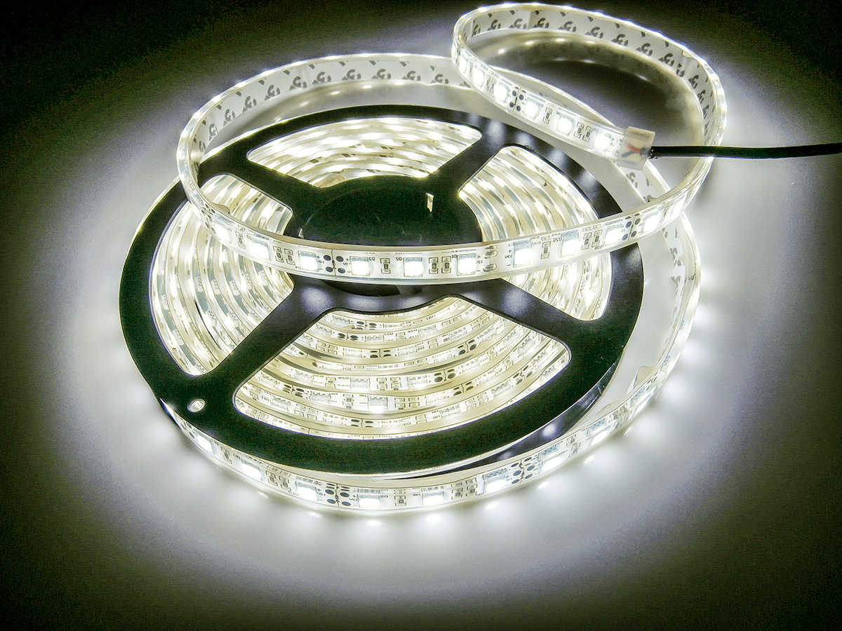Світлодіодна Led-стрічка SMD 5050, 60 діодів в 1 метрі, 14,4 Вт/1м, білий теплий колір, повністю герметична, фото 1
