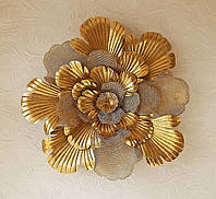 Настенный декор "Цветок" из металла золото 81422
