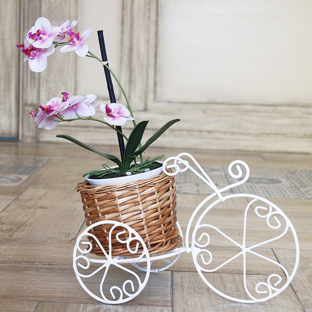 Підставка під вазон велосипед із кошиком із лози 18 см 1595653 (675431)