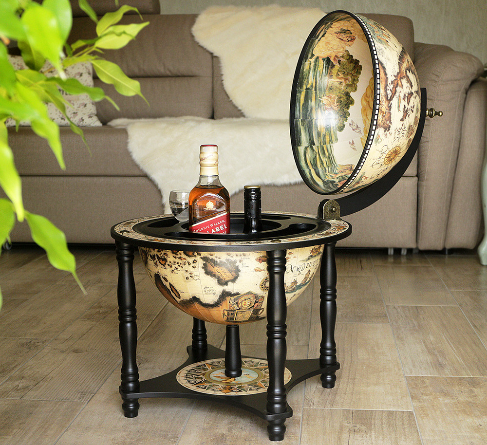 Глобус настільний бар на 4-х ніжках Карта світу чорна основа 33см 33006W-В, фото 1