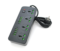 Сетевой фильтр питания Power Socket T25 4 розетки + 8USB + 2Type-C PD, Ch1, 2m сетевой удлинитель розеток,