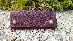 Ключниця кишенькова "Квіти" бордовий 14*6.5 см 10-К-Бор