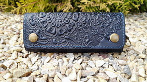 Ключниця кишенькова "Квіти" синій 14*6.5 см 10-К-Сін