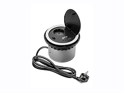 Подовжувач 1 розетка SCHUKO зарядка USB 5V 2A провід 1,5м сірий GTV