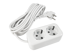 Подовжувач 2 гнізда 5м з заземленням LMK039 Лємансо