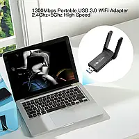 USB 3.0 WiFi адаптер 1300Mbps 2.4GHz/5GHz Adapter Dual Band, Ch1, Гарної якості, 5ггц wifi адаптер, 5ghz wifi адаптер,