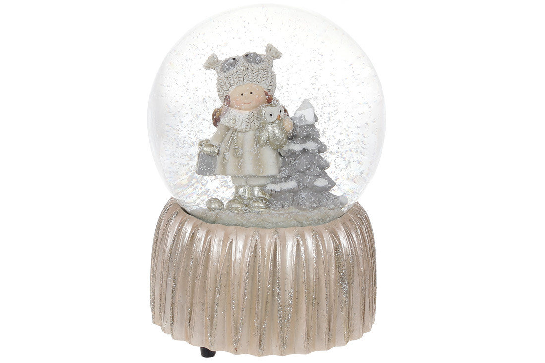 Декоративна водяна куля "Дівчинка з совою" з музикою на заводному механізмі 14.5 см 559-572