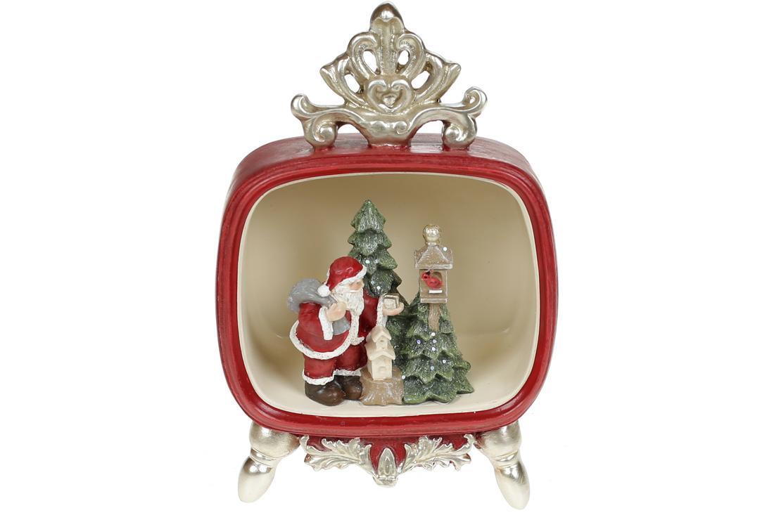 Новорічний декор з LED підсвічуванням "Санта з пташкою" 15 см 890-150.