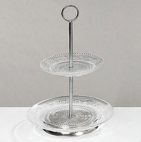 Етажерка 2 яруси прозоре скло h28см 7504900