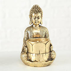 Свічник золотий Будда полістоун h14см 1016131-3 квітка