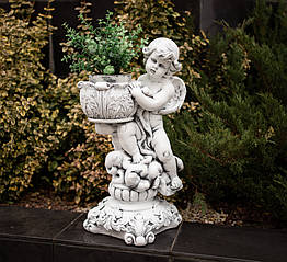 Кашпо янголятко з чашею внизу 51*24*22 см СП525-3 сірий