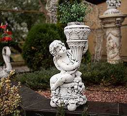 Кашпо янголятко з чашею вгорі 51*28*25 см СП524-3 сірий