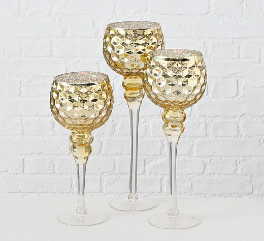 Свічник келих набір з 3-х золотих стекол h30-40см 1008796, фото 1