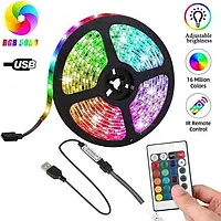 Светодиодная лента USB для подсветки телевизора 5050 RGB 2 м с пультом, SL, Хорошее качество, лампы,