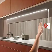 Гибкая LED лента светильник с сенсором на взмах руки для подсветки кухни шкафов полок, Ch1, 2м USB белый