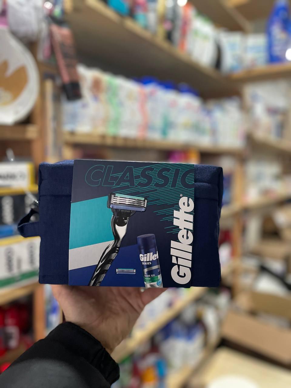 Набір для гоління Gillette Mach 3 Classic (2 касети + гель Soothing Sensitive 200 мл + сумка), фото 1