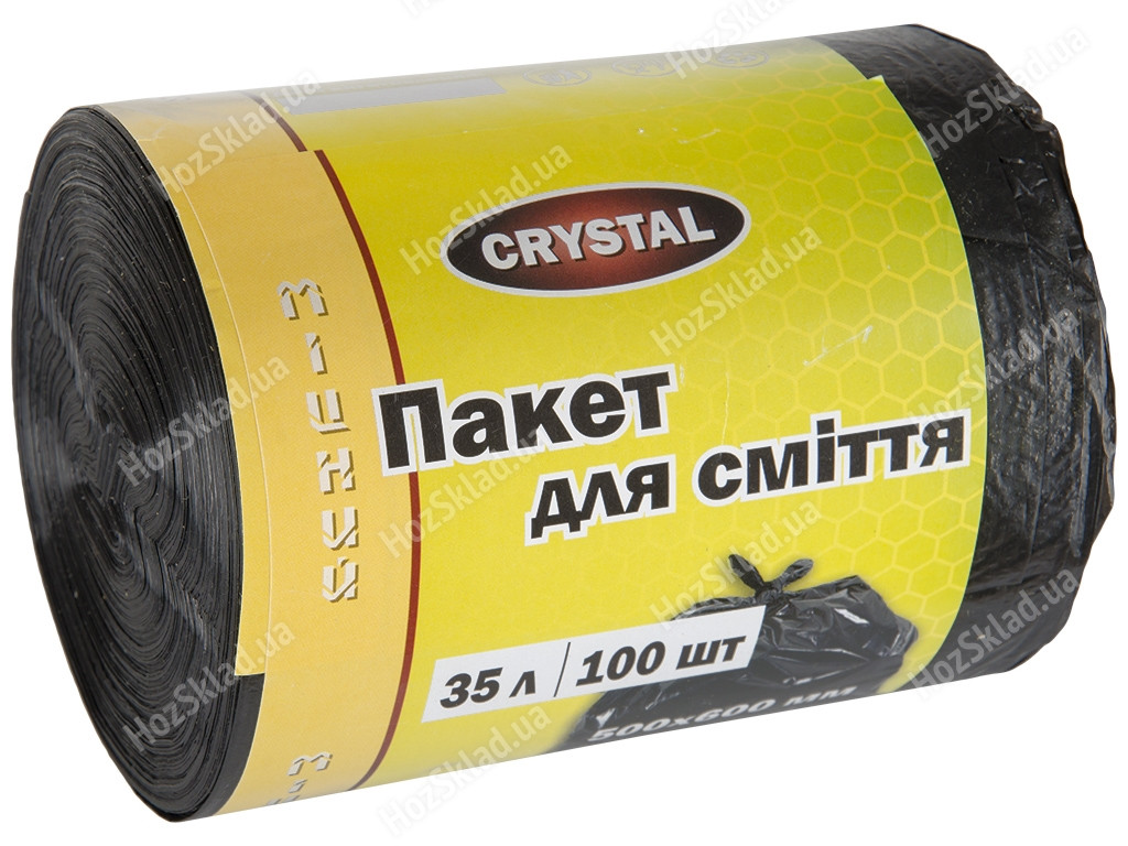 ПАКЕТИ ДЛЯ СМІТТЯ CRYSTAL МІЦНІ 35Л 100ШТ, фото 1