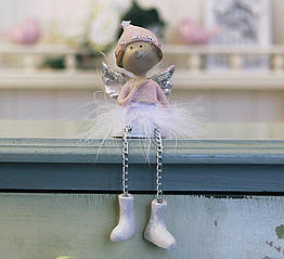 Декоративна новорічна статуетка Ангел h7см рожевий 1016569-2 серцевий