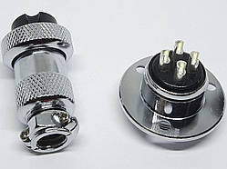 Роз'єм GX20-4pin комплект (Гніздо з фланцем + штекер)