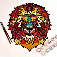 Пазл раскраска - антистресс "Африканский Лев" для взрослых и детей забава с красками