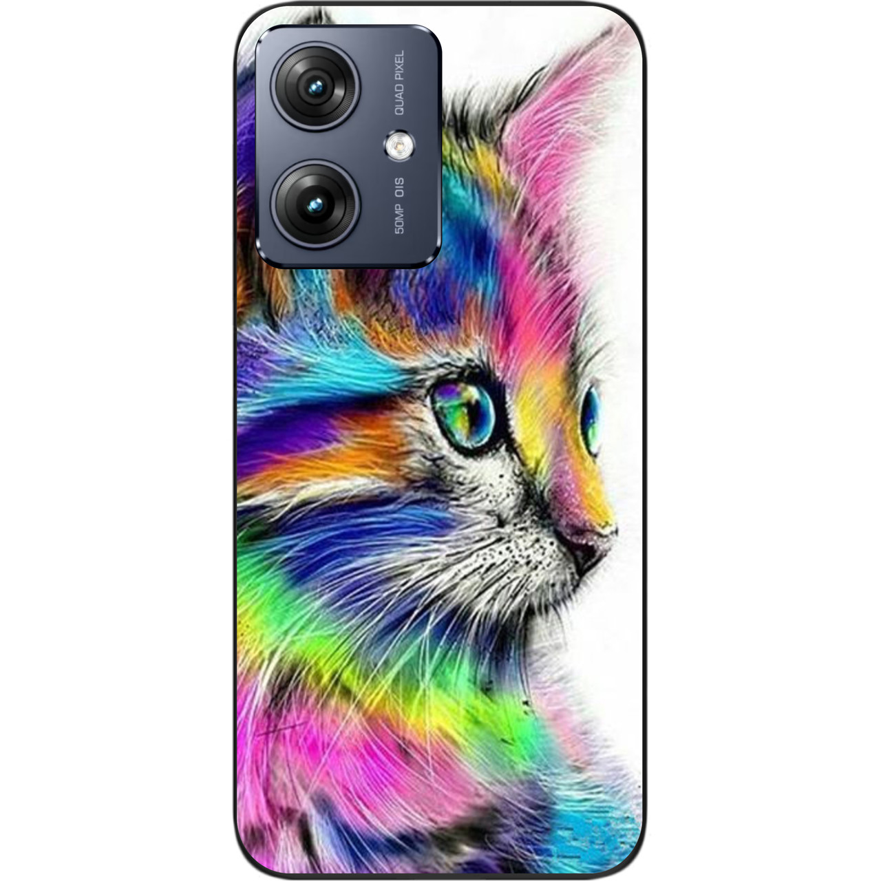 Оригінальний бампер Case для Motorola G54 Power з картинкою Різнобарвний кіт