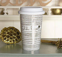 Чашка с золотой крышкой с любовью керамика полоса 1020340-1П