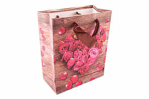 Подарункові пакети "Квіткове серце" з атласними ручками 3-2308.