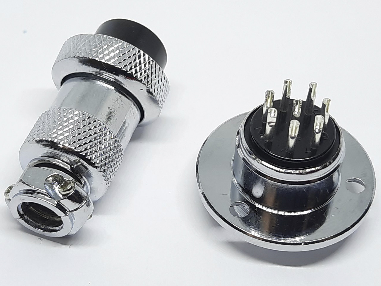 Роз'єм GX20-8pin комплект (Гніздо з фланцем + штекер)