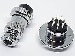 Роз'єм GX20-8pin комплект (Гніздо з фланцем + штекер)