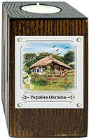 Подсвечник Украина "Дом с мальвами" металл/дерево 6*10 см гпукп06к/м