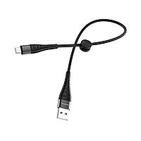 Кабель BOROFONE BX32 USB to Micro 2.4A, 0.25m, nylon, aluminum+TPE connectors, Black