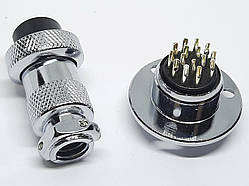 Роз'єм GX20-15pin комплект (Гніздо з фланцем + штекер)