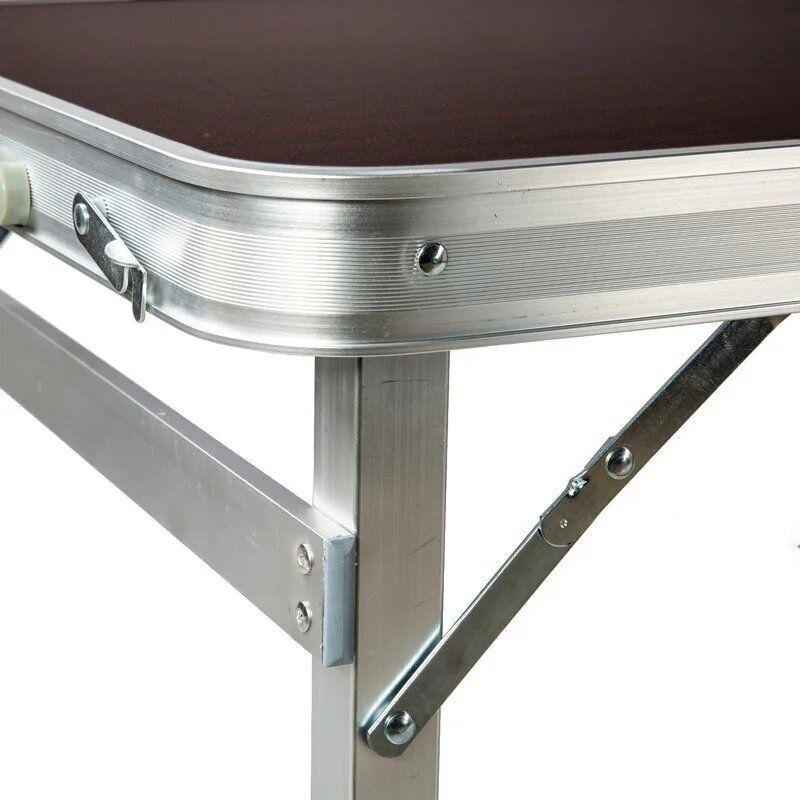 Посилений розкладний стіл валізу для пікніка + 4 стільці алюмінієвий 120х60х55/60/70 см, Ch1, Гарної якості, 3 режими висоти,