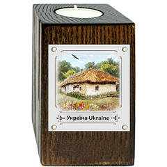 Свічник "Сільський будинок" метал/дерево коричневий 6*10 см гпукп04к/м