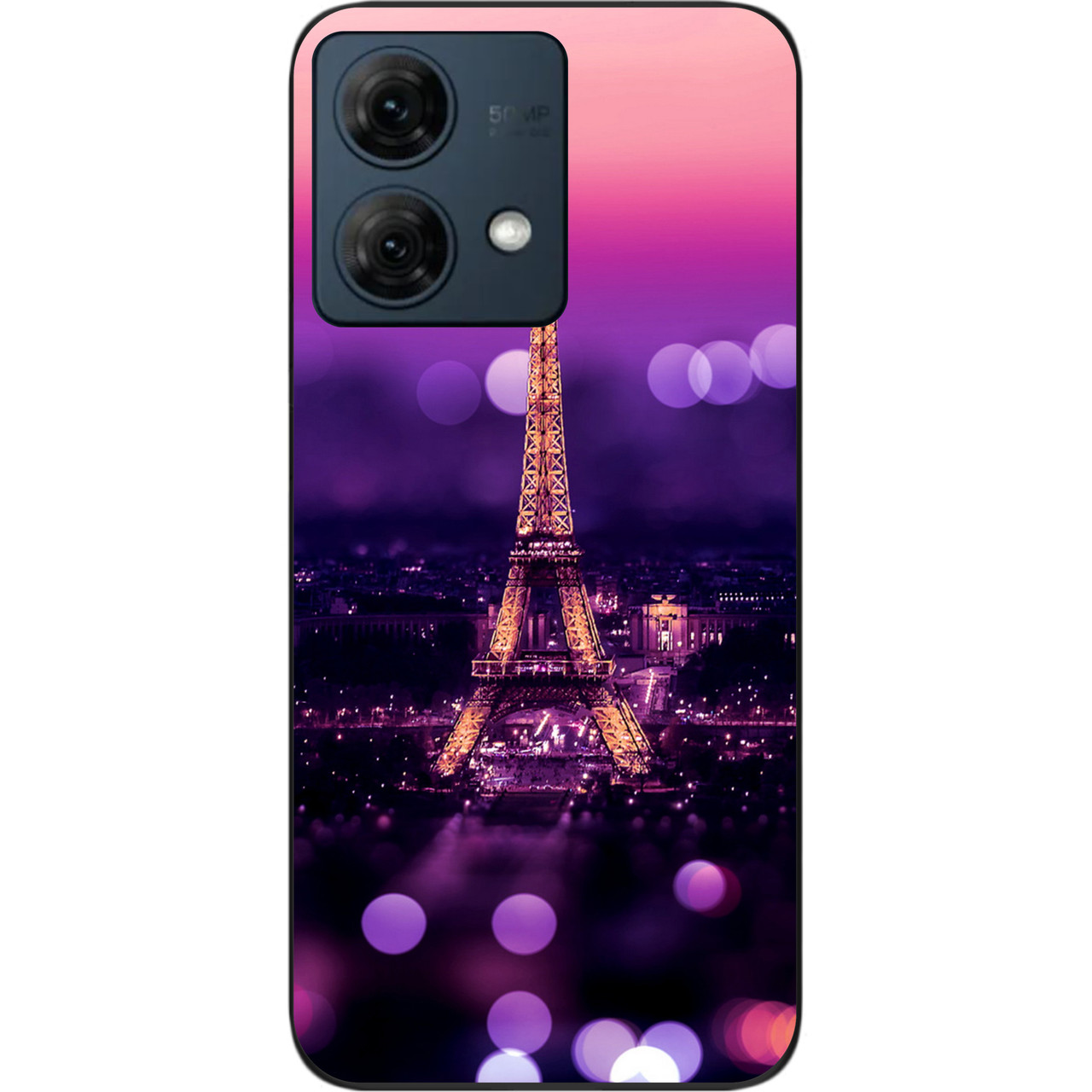 Оригінальний силіконовий чохол Case для Motorola Moto G84 з картинкою Париж вночі