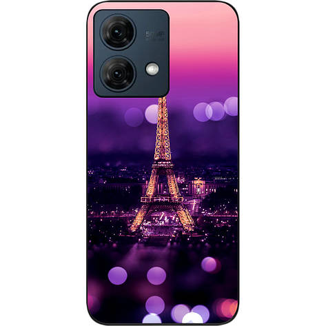 Оригінальний силіконовий чохол Case для Motorola Moto G84 з картинкою Париж вночі, фото 1